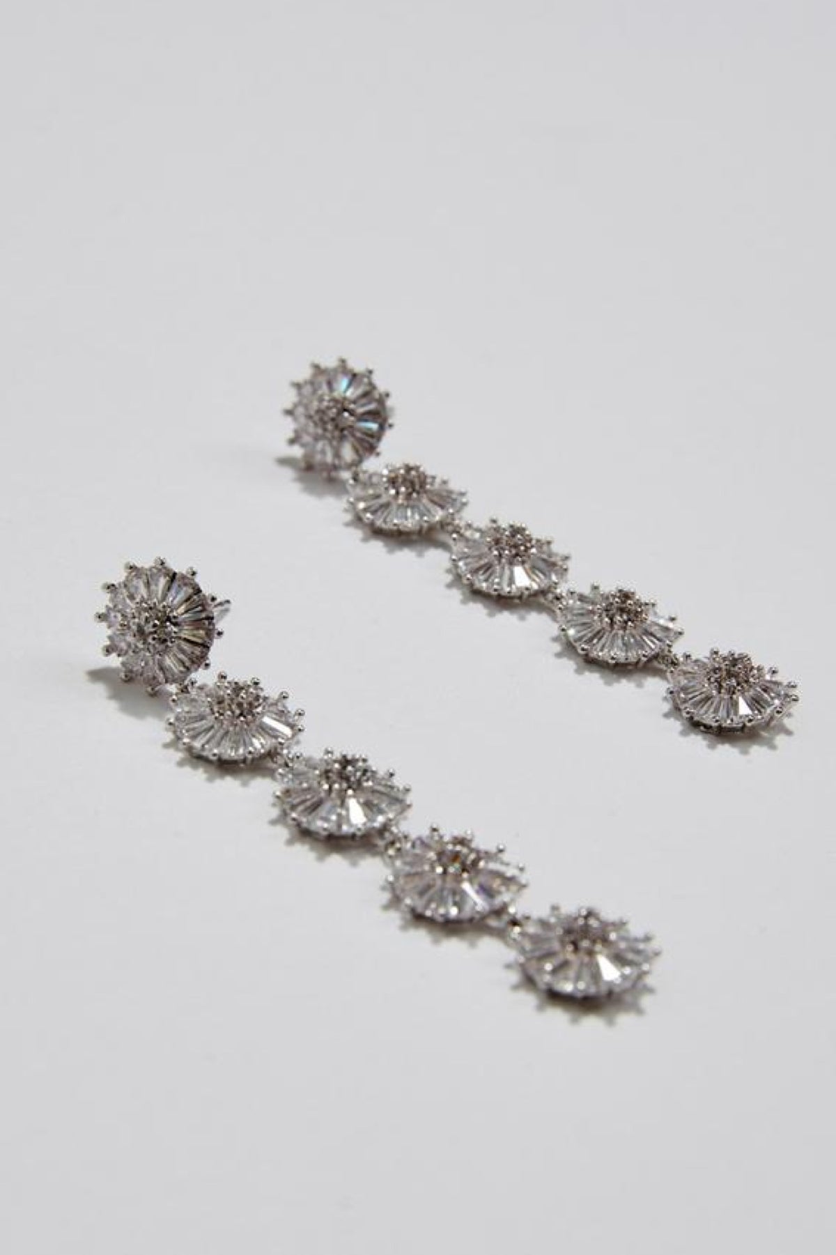Zoey Bridal Floral Earrings - Silver Front View