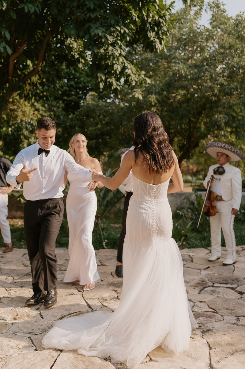 Custom Trish Peng Pleated Tulle Gown