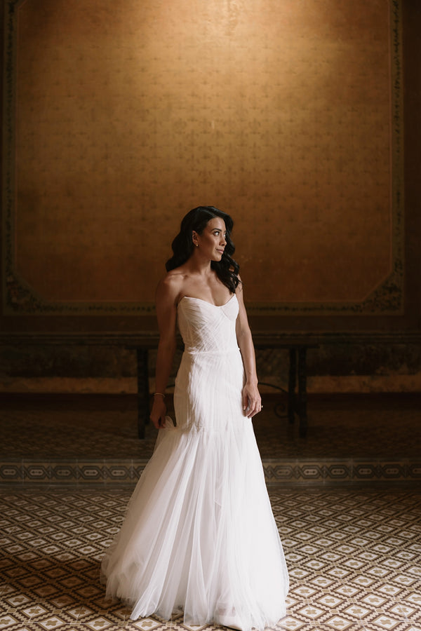 Custom Trish Peng Pleated Tulle Gown