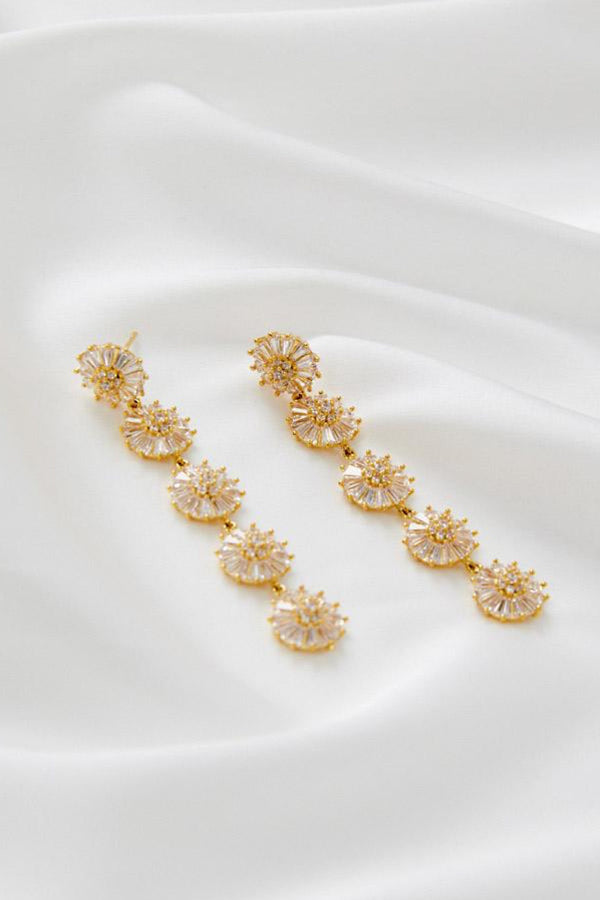 Zoey Bridal Floral Earrings - Gold