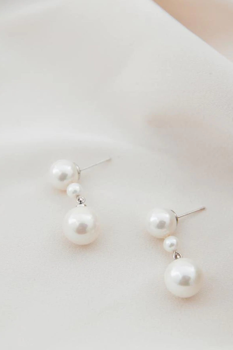 Ellery - Classic Pearl Wedding Earrings - Silver