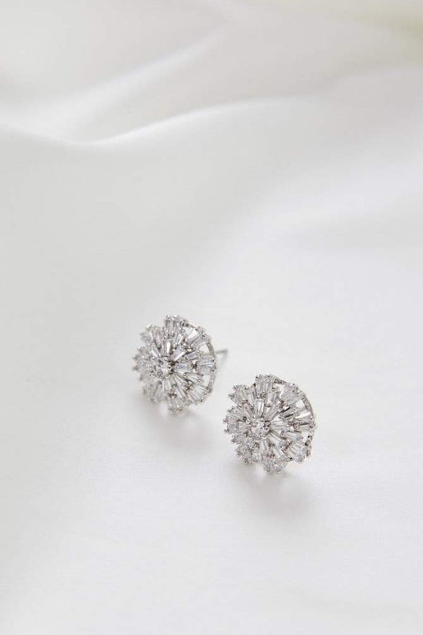 Charlotte Crystal Stud Wedding Earrings- Silver