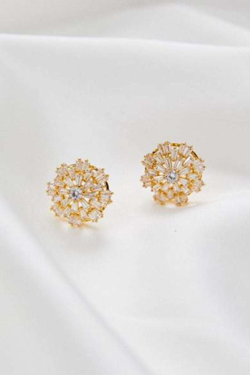 Charlotte Crystal Stud Wedding Earrings- Gold