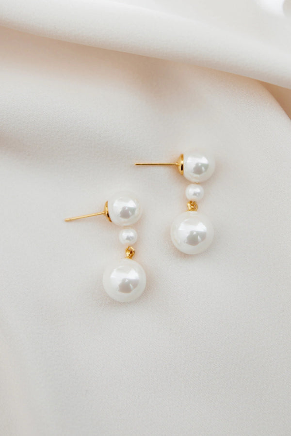 Ellery - Classic Pearl Wedding Earrings - Gold