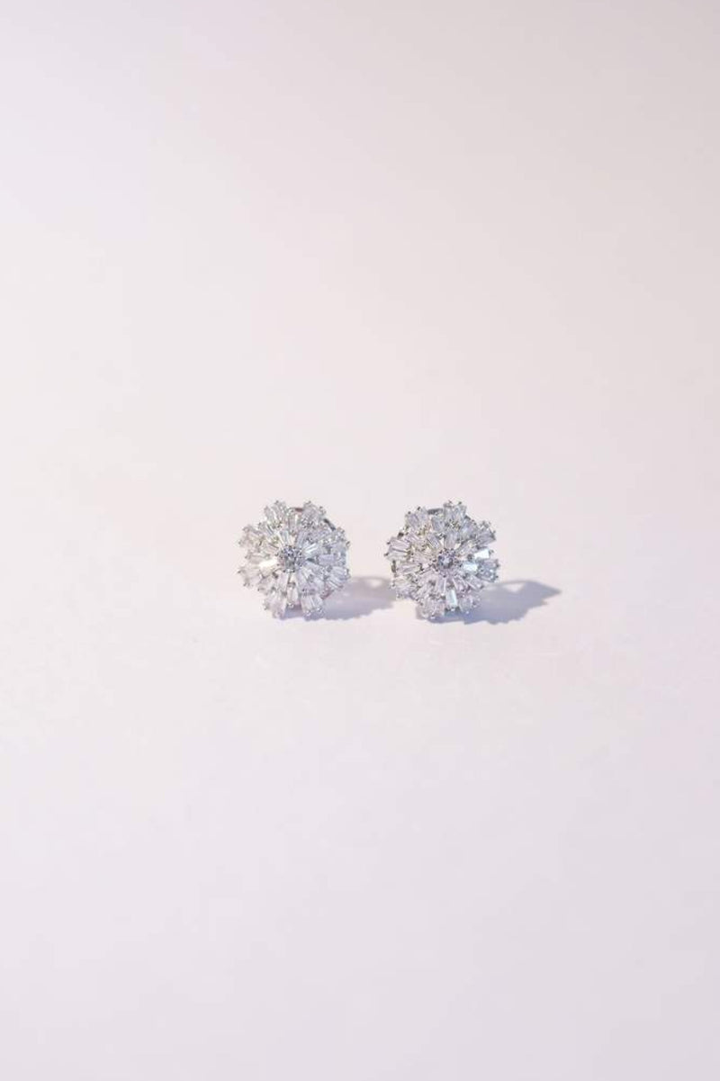 Charlotte Crystal Stud Wedding Earrings- Silver View