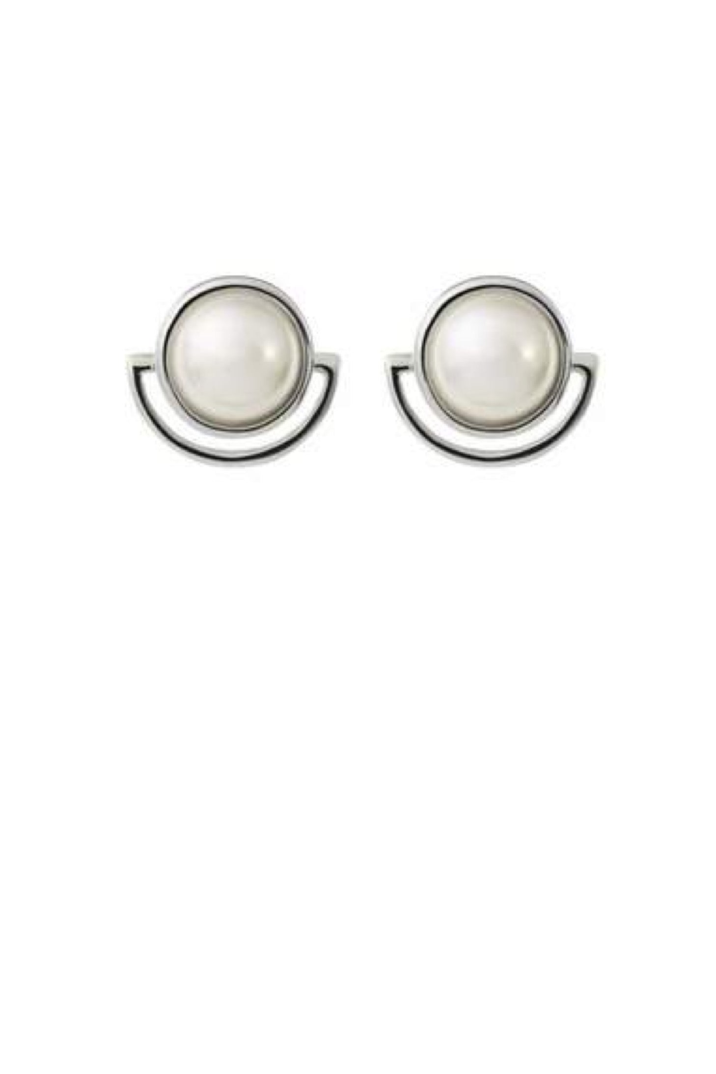 Florence Elegant Pearl Stud Wedding Earrings- Silver front