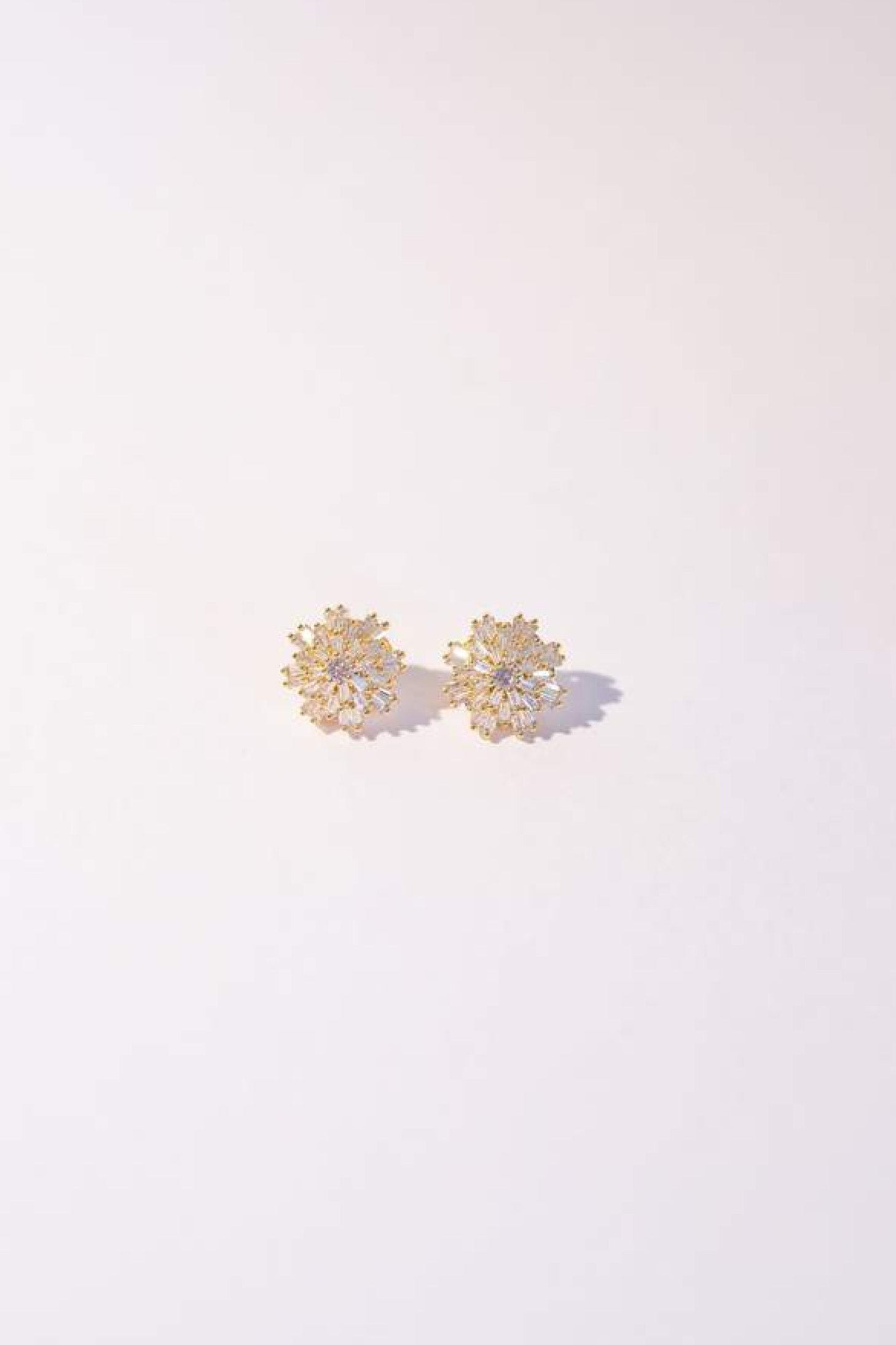 Charlotte Crystal Stud Wedding Earrings- Gold front view
