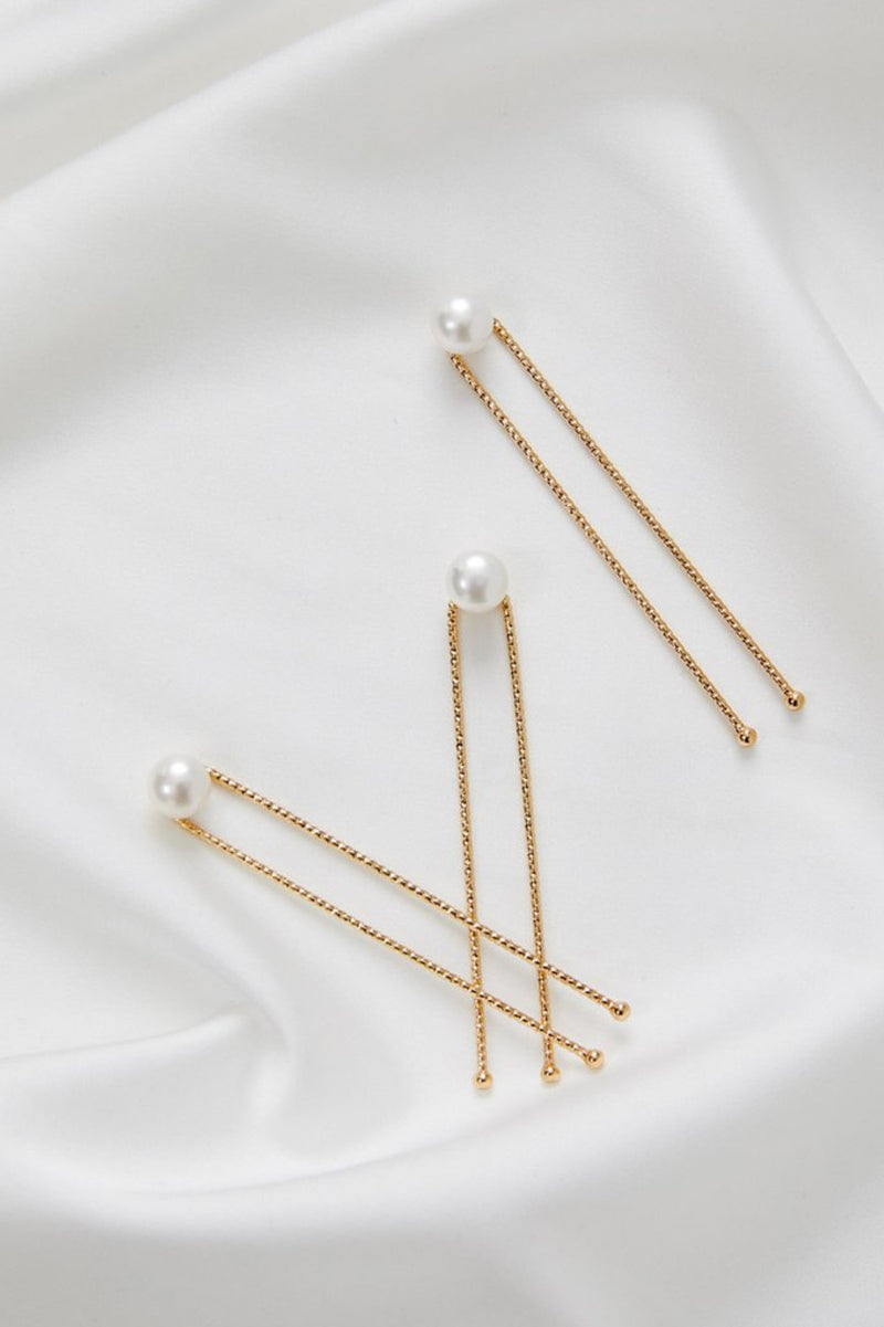 Freshwater Pearl Hair Pins- Gold Front View