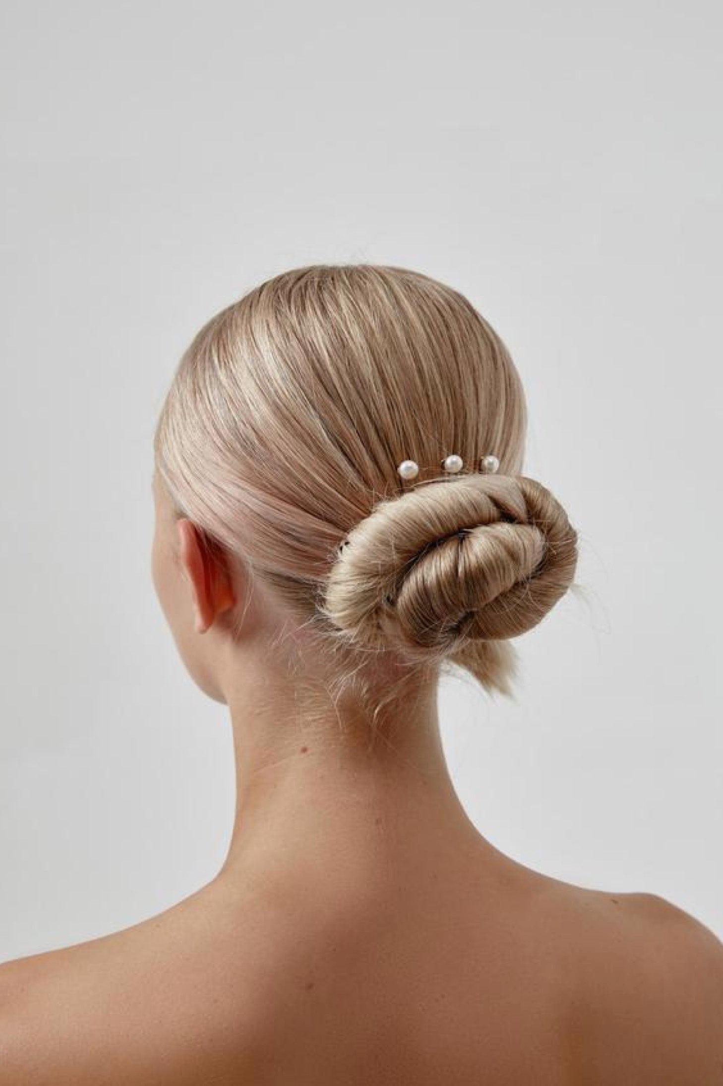 Girl Wearing Freshwater Pearl Hair Pins- Silver
