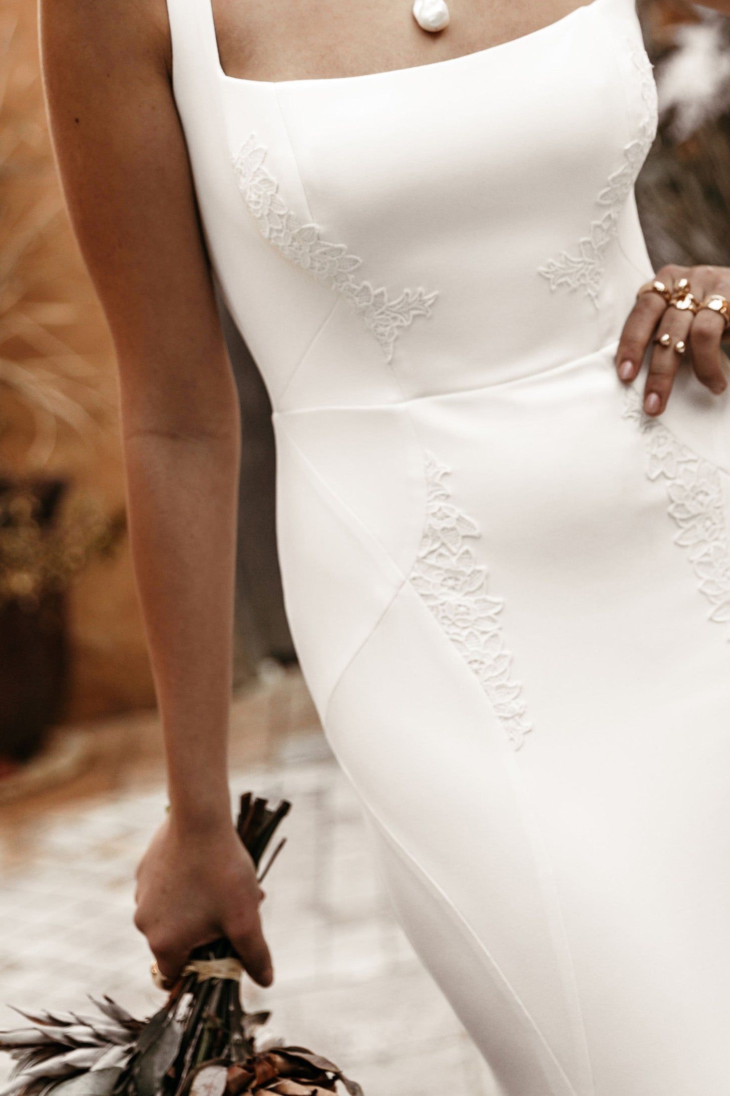 Clay gown front closeup view