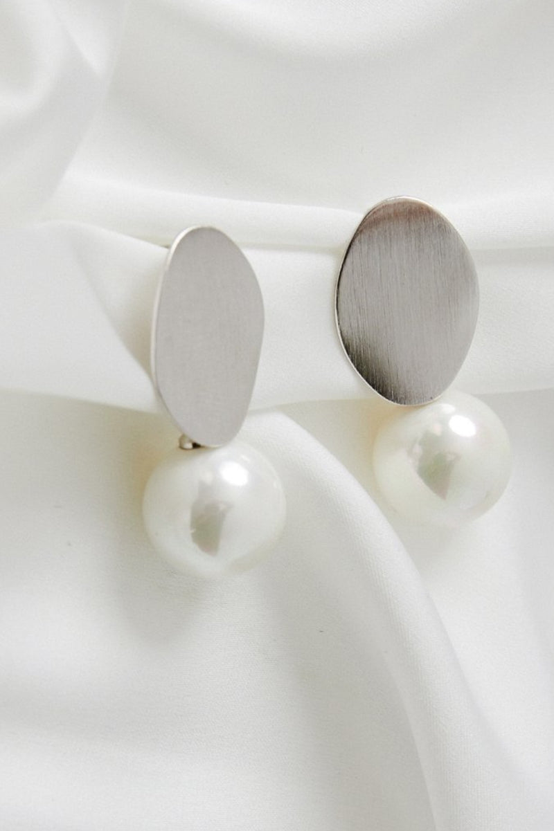 Kallista Pearl Drop Earrings- Silver