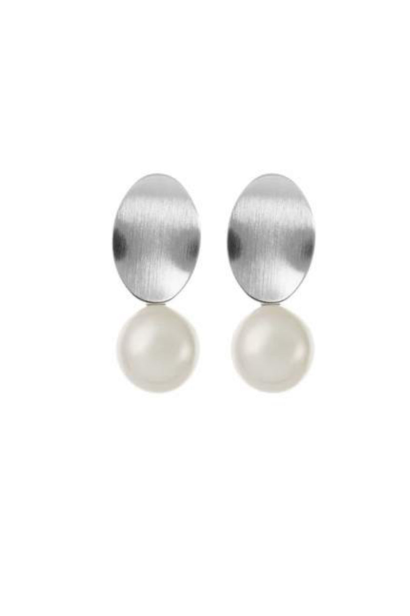 Kallista Pearl Drop Earrings- Silver