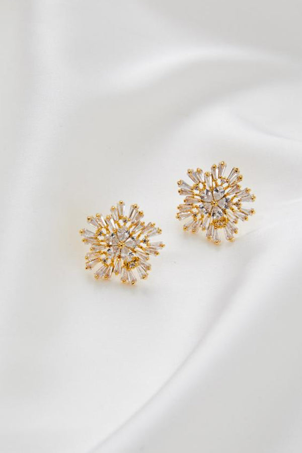 Kate Crystal Stud Wedding Earrings- Gold