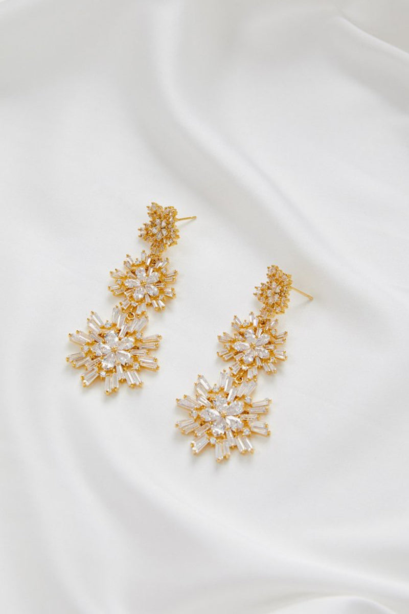 Kendra Statement Crystal Bridal Earrings- Gold