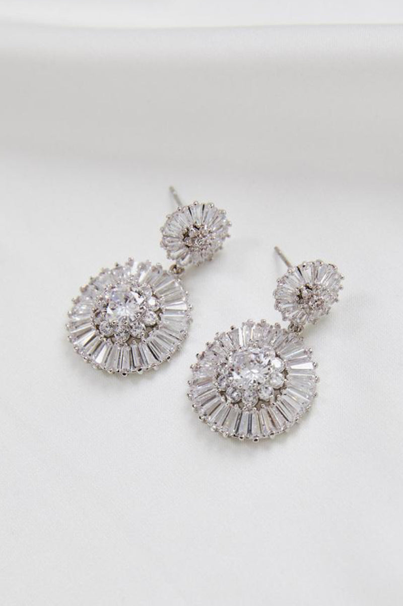 Products Natalia Diamond Drop Bridal Earrings- Silver