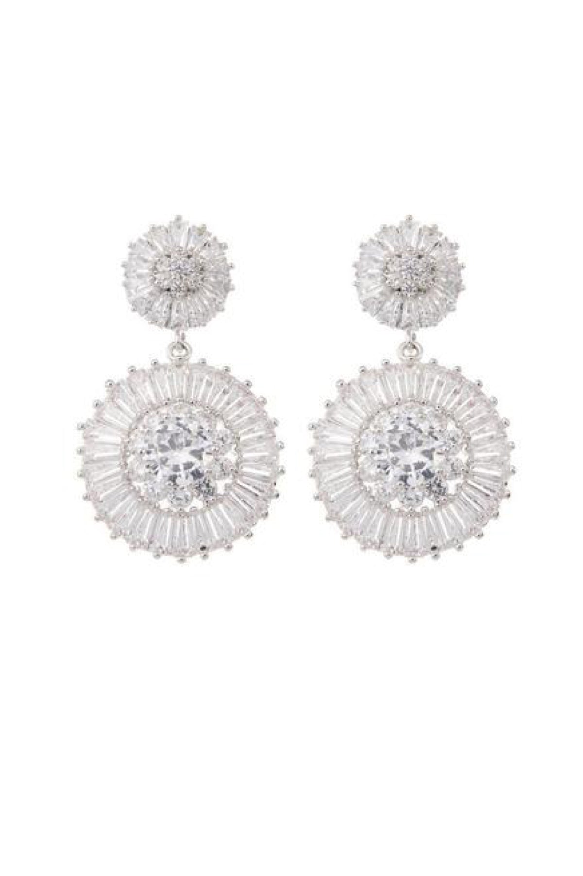 Products Natalia Diamond Drop Bridal Earrings- Silver Front View