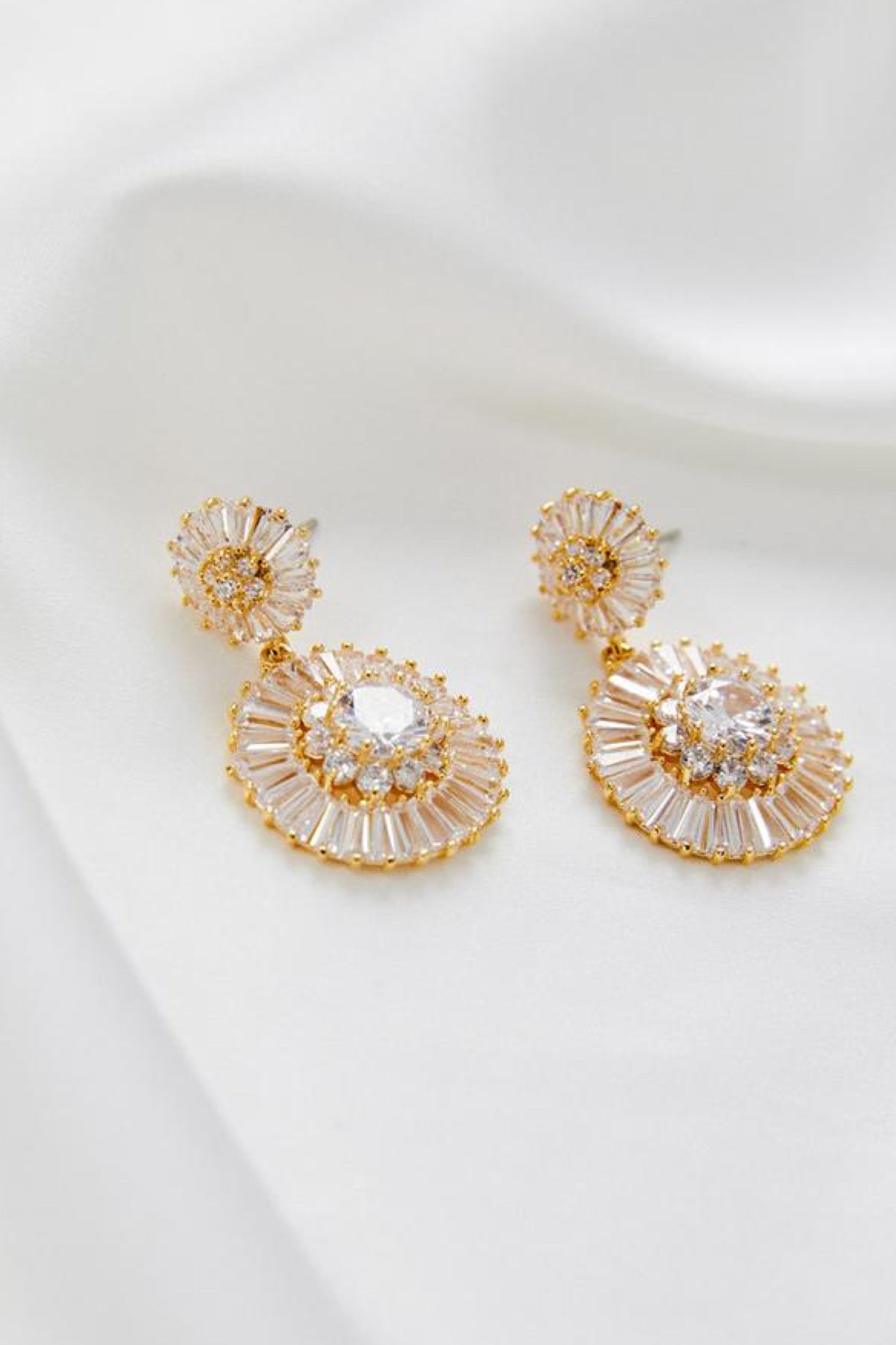Natalia Diamond Drop Bridal Earrings- Gold