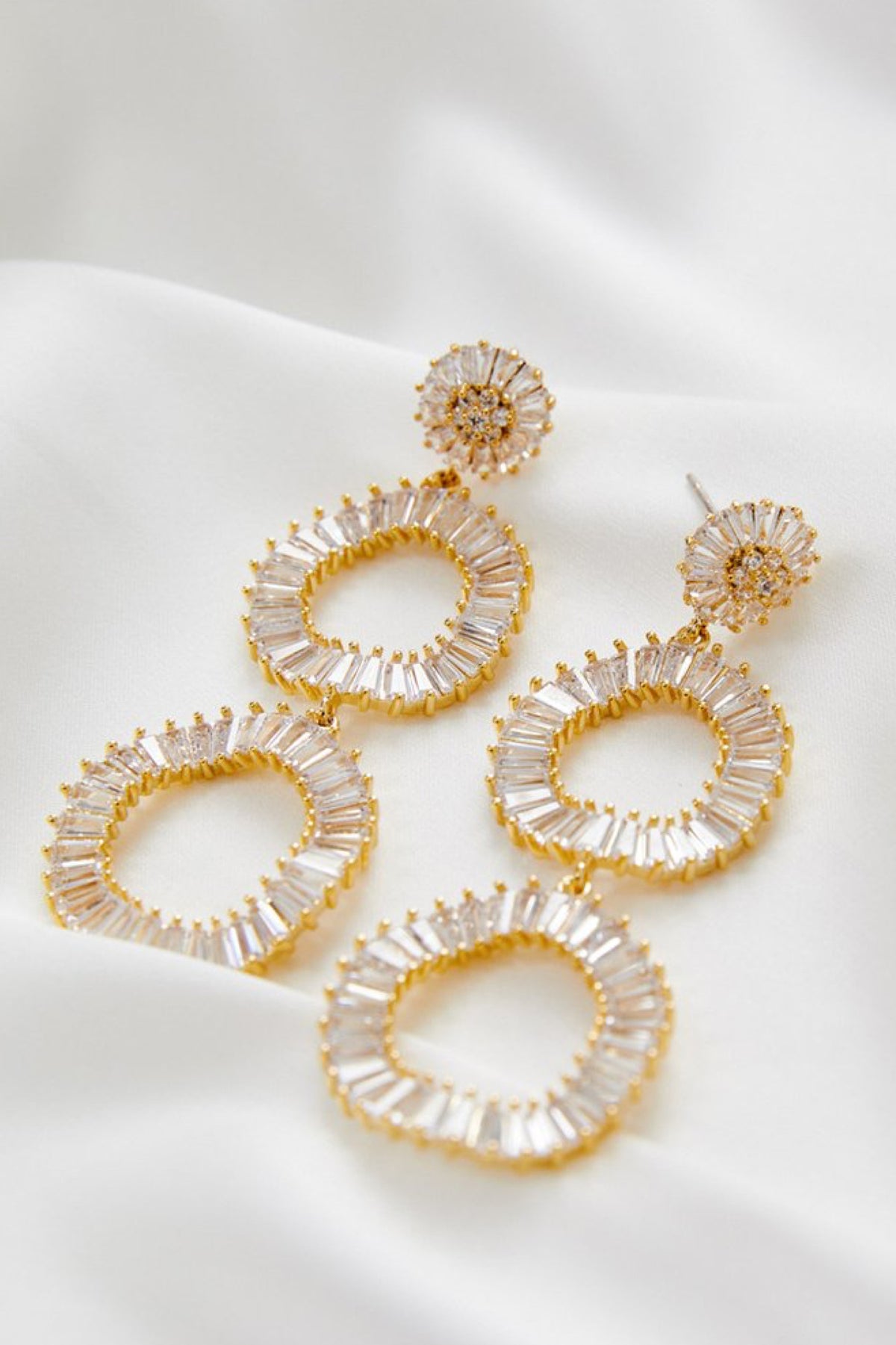 Tyler Statement Diamond Earrings- Gold Front View