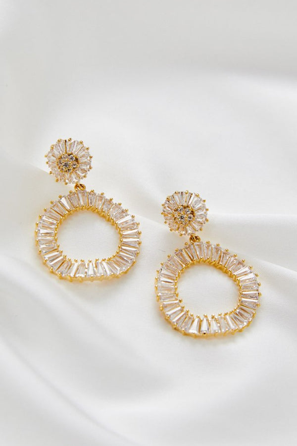 Willow Statement Diamond Hoope Wedding Earrings- Gold