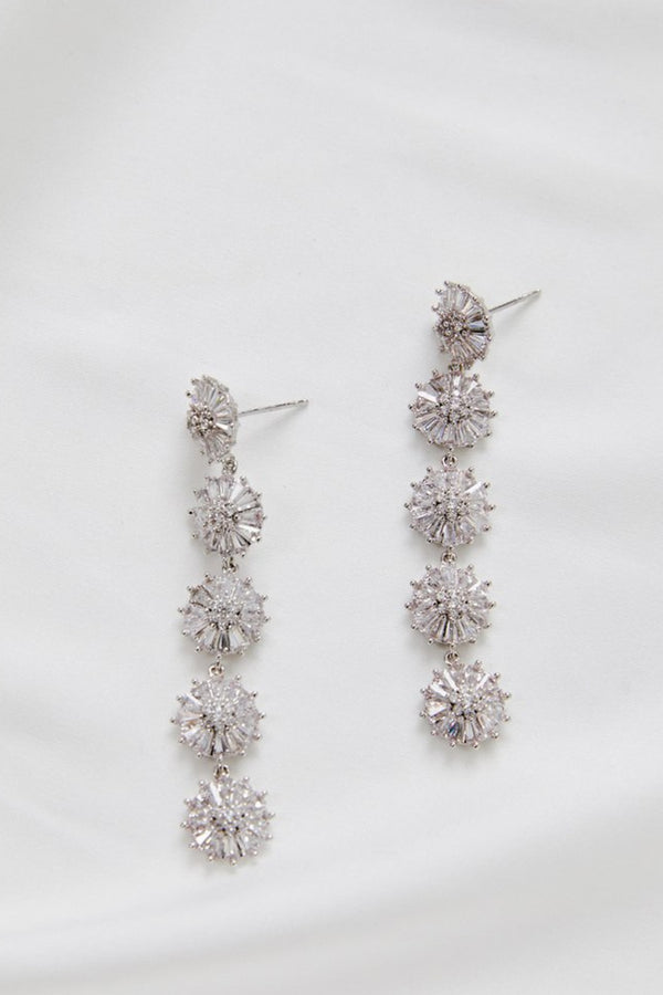 Zoey Bridal Floral Earrings - Silver